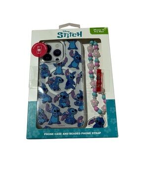 Disney Stitch iPhone Case with Beaded Strap - iPhone 16 Pro Max